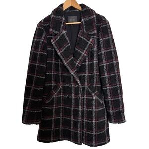 PAIGE Women's Black and Red Checkered Teddy Jacket